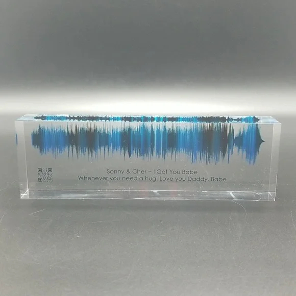 Hand Crafted Acrylic Soundwave Art with Scannable Qr Code with Sonny & Cher Song - Picture 3 of 10